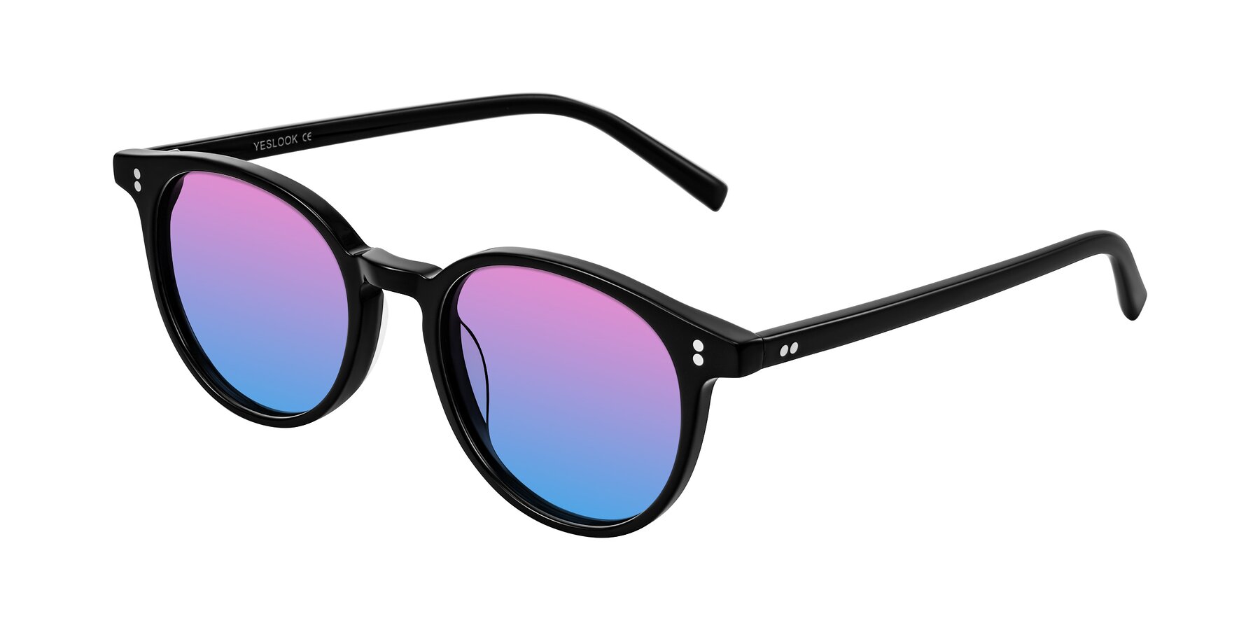 Angle of Haharou in Black with Pink / Blue Gradient Lenses