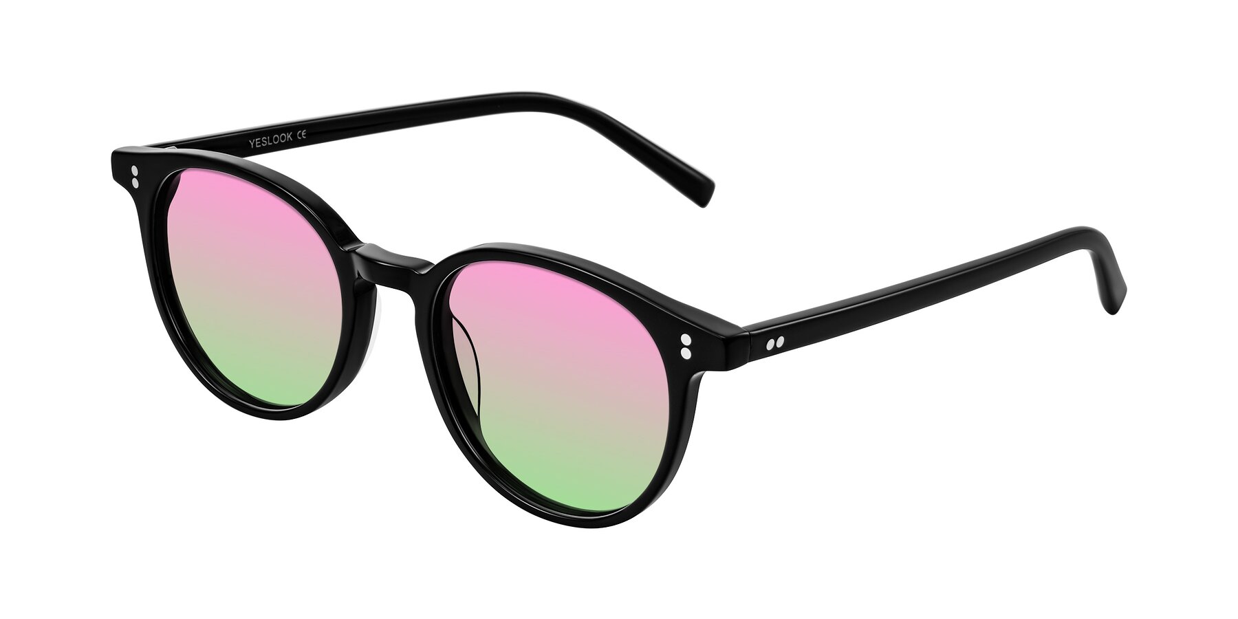 Angle of Haharou in Black with Pink / Green Gradient Lenses