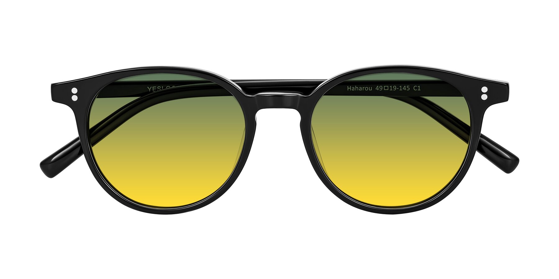 Folded Front of Haharou in Black with Green / Yellow Gradient Lenses