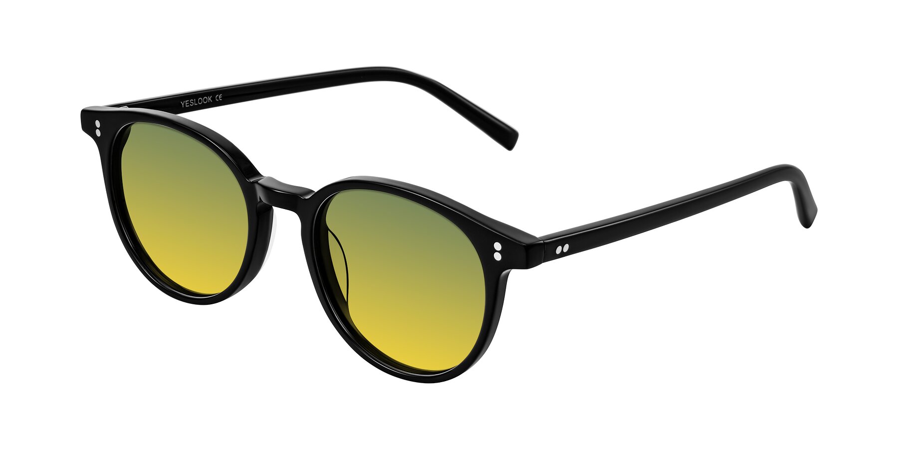 Angle of Haharou in Black with Green / Yellow Gradient Lenses