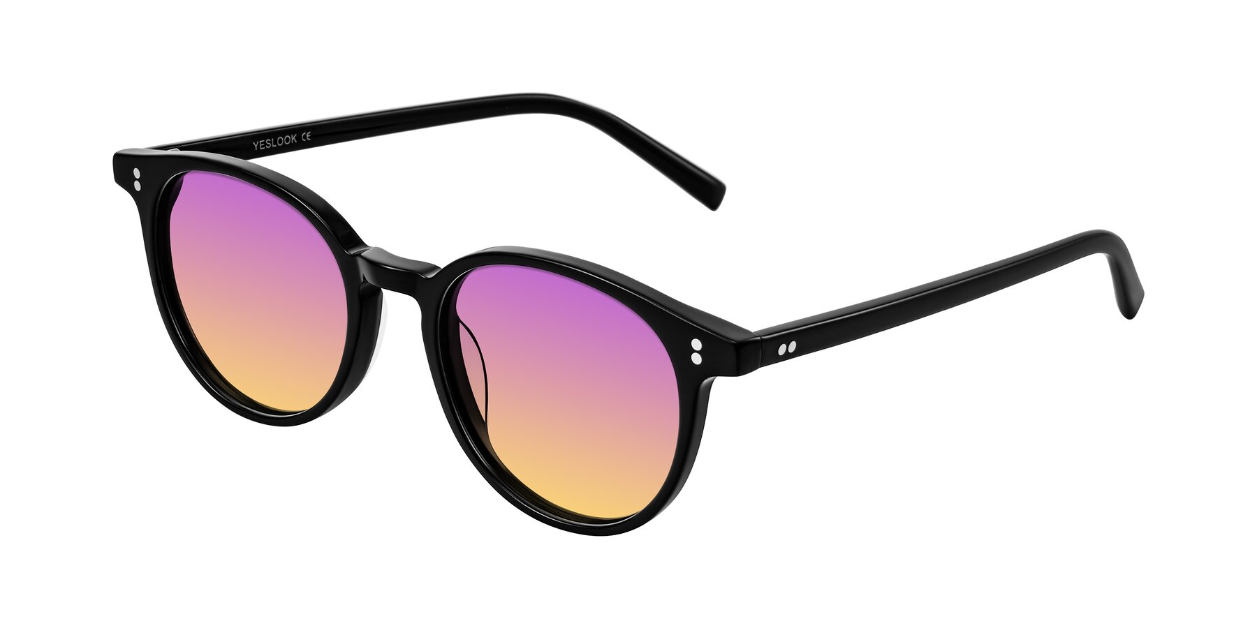 Angle of Haharou in Black with Purple / Yellow Gradient Lenses