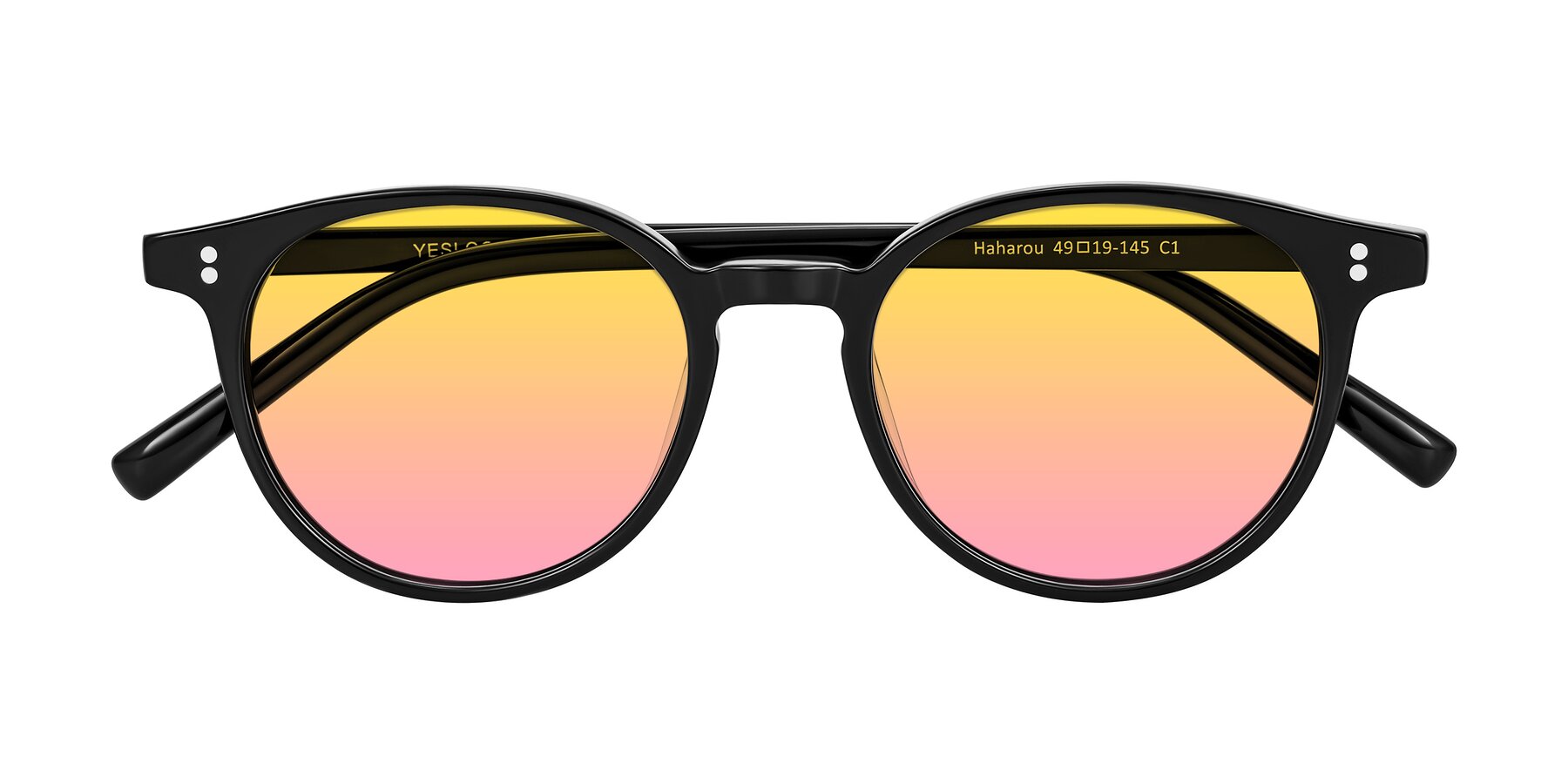Folded Front of Haharou in Black with Yellow / Pink Gradient Lenses