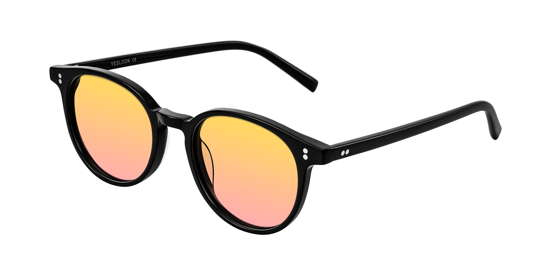 Angle of Haharou in Black with Yellow / Pink Gradient Lenses
