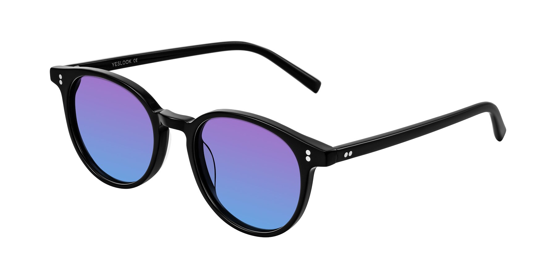 Angle of Haharou in Black with Purple / Blue Gradient Lenses