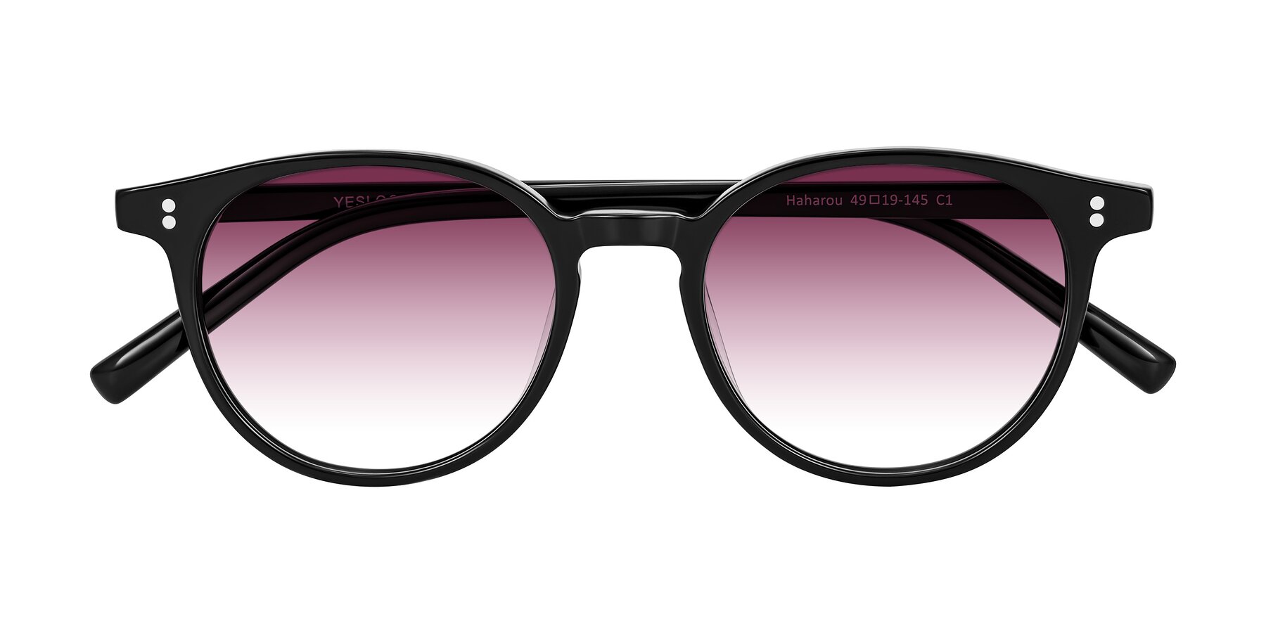 Folded Front of Haharou in Black with Wine Gradient Lenses