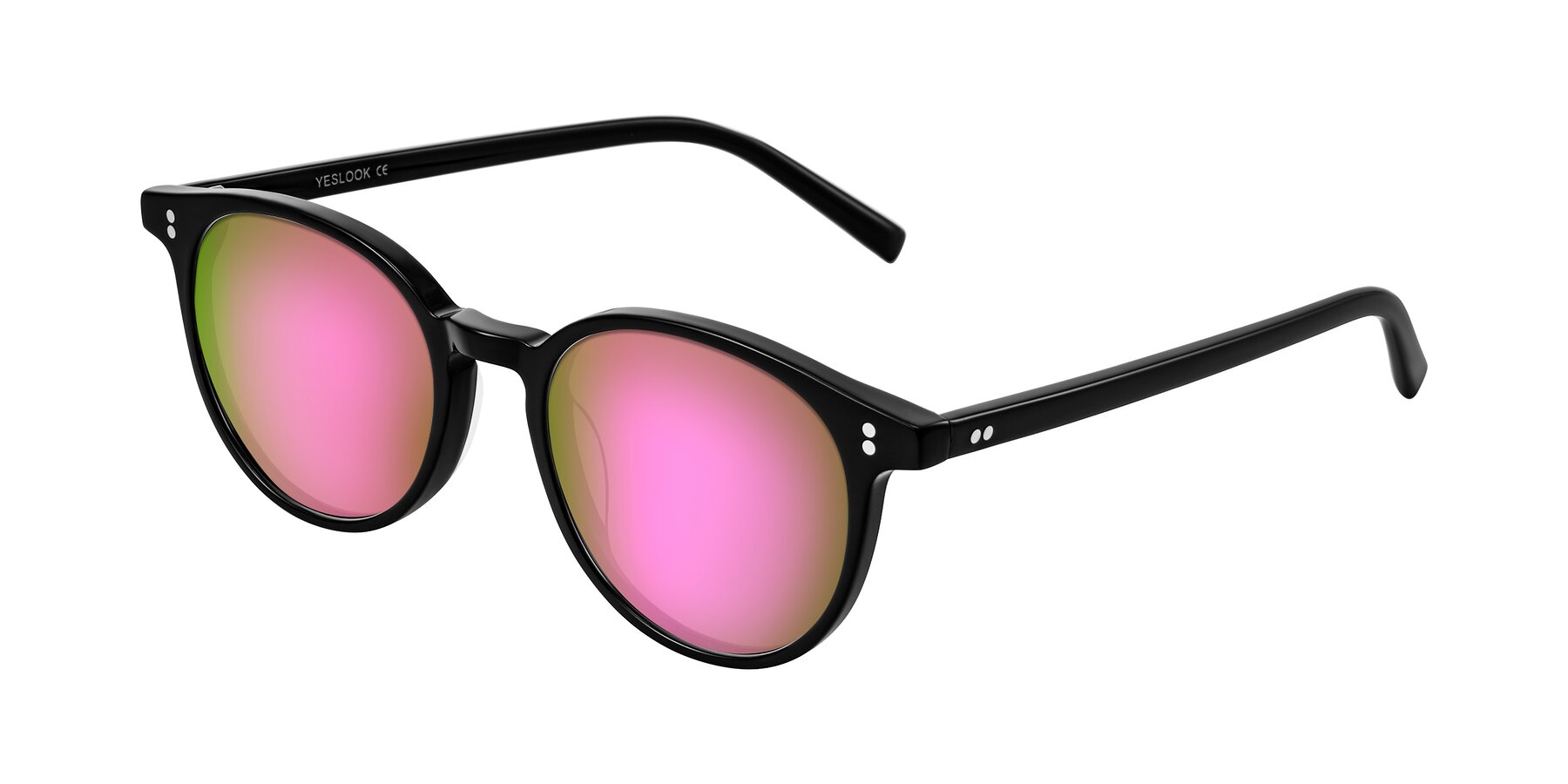 Angle of Haharou in Black with Pink Mirrored Lenses