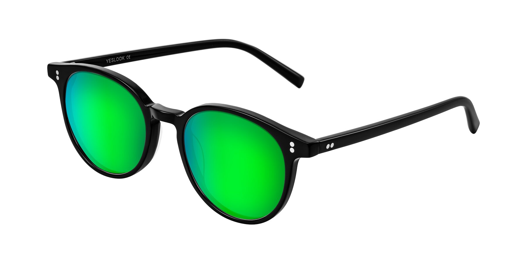 Angle of Haharou in Black with Green Mirrored Lenses