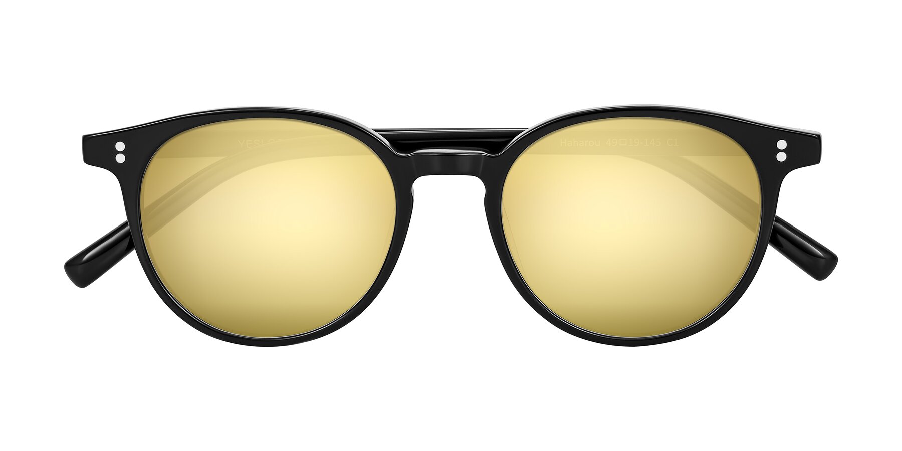 Folded Front of Haharou in Black with Gold Mirrored Lenses
