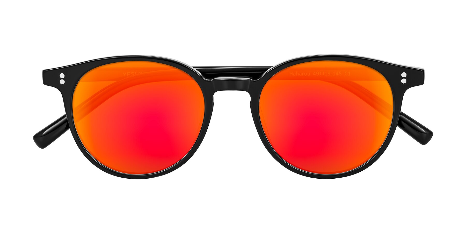 Folded Front of Haharou in Black with Red Gold Mirrored Lenses