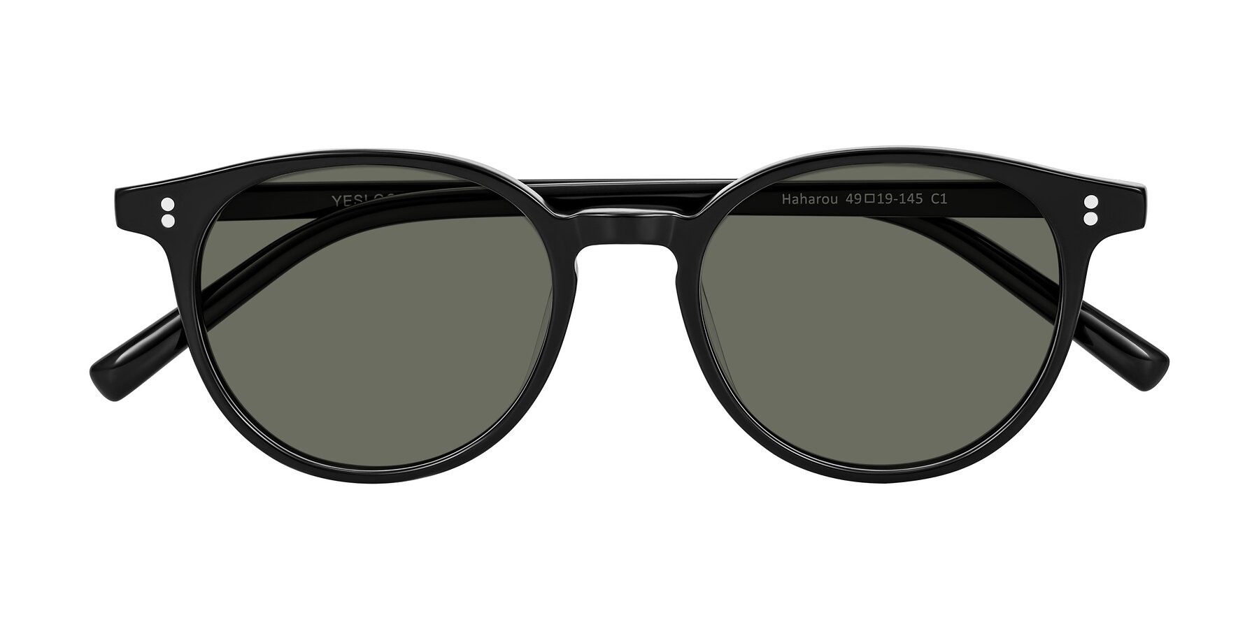 Folded Front of Haharou in Black with Gray Polarized Lenses