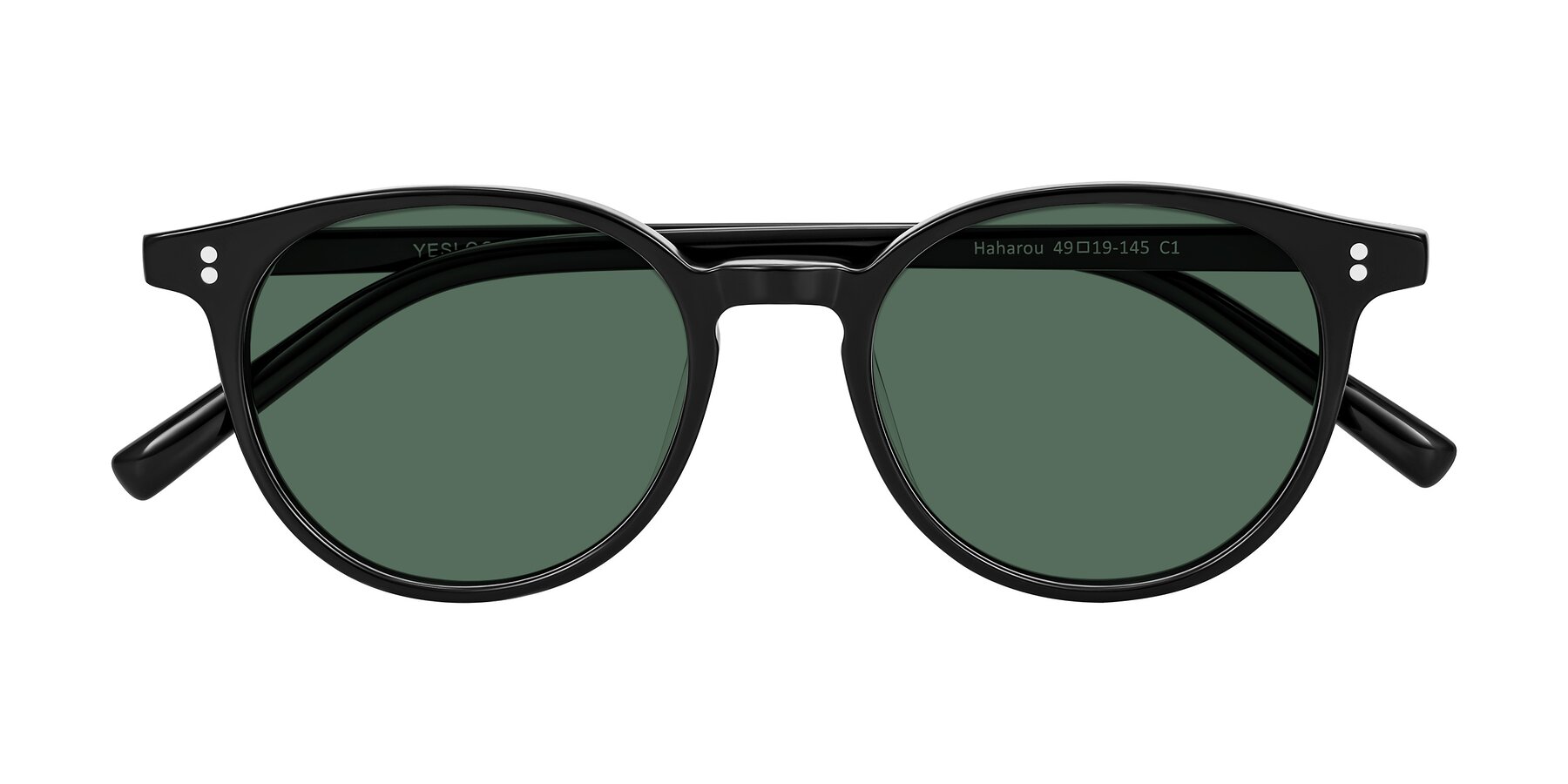 Folded Front of Haharou in Black with Green Polarized Lenses