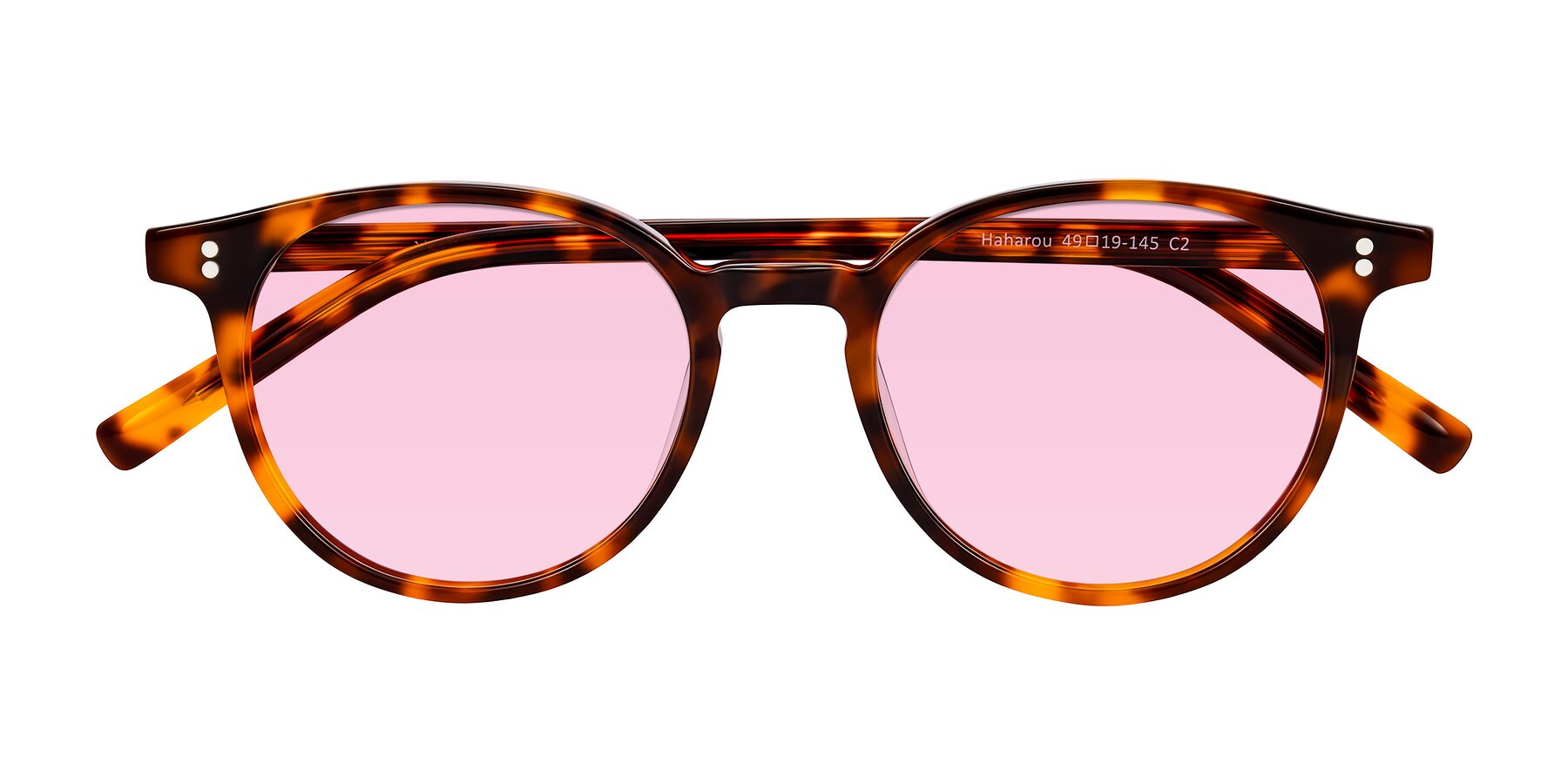 Folded Front of Haharou in Tortoise with Light Pink Tinted Lenses