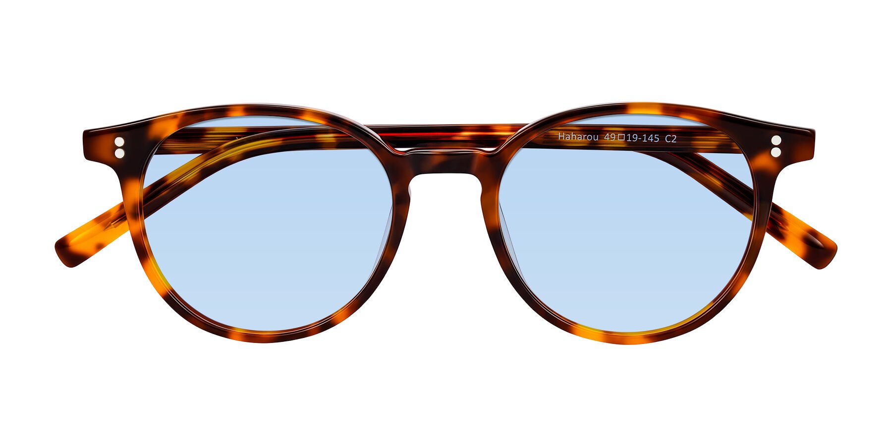 Folded Front of Haharou in Tortoise with Light Blue Tinted Lenses