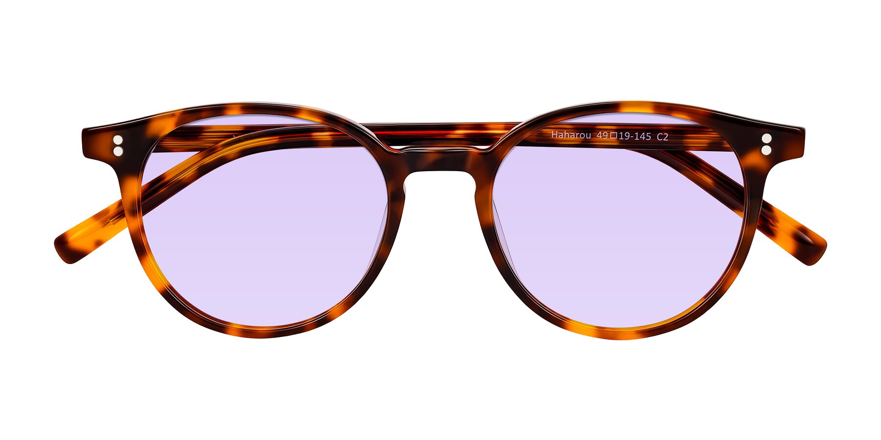 Folded Front of Haharou in Tortoise with Light Purple Tinted Lenses