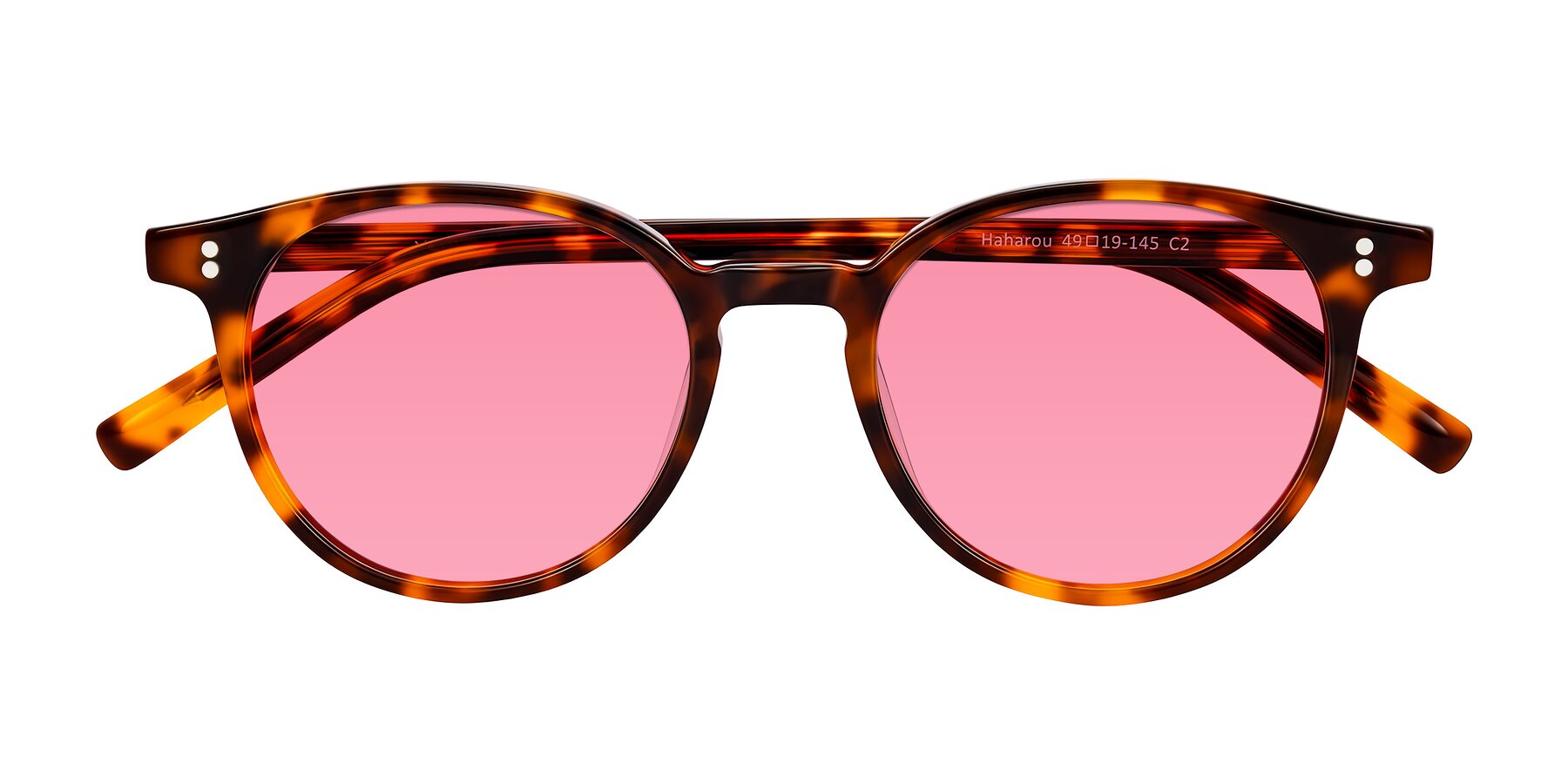 Folded Front of Haharou in Tortoise with Pink Tinted Lenses