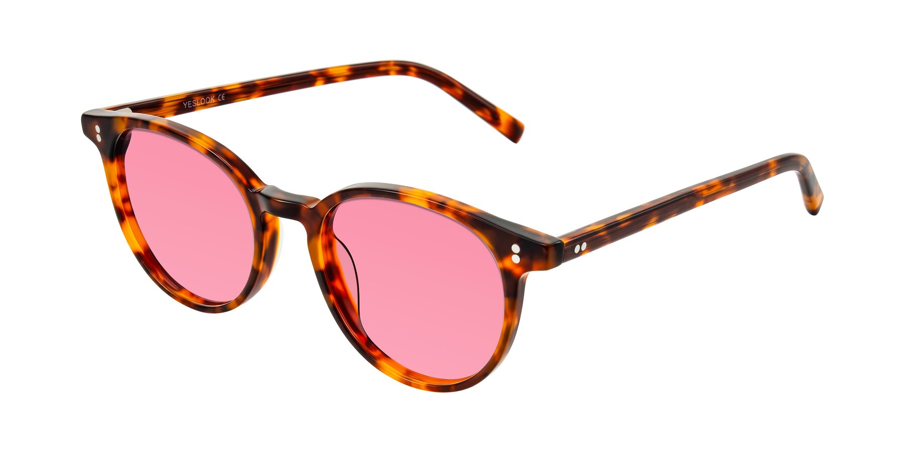 Angle of Haharou in Tortoise with Pink Tinted Lenses