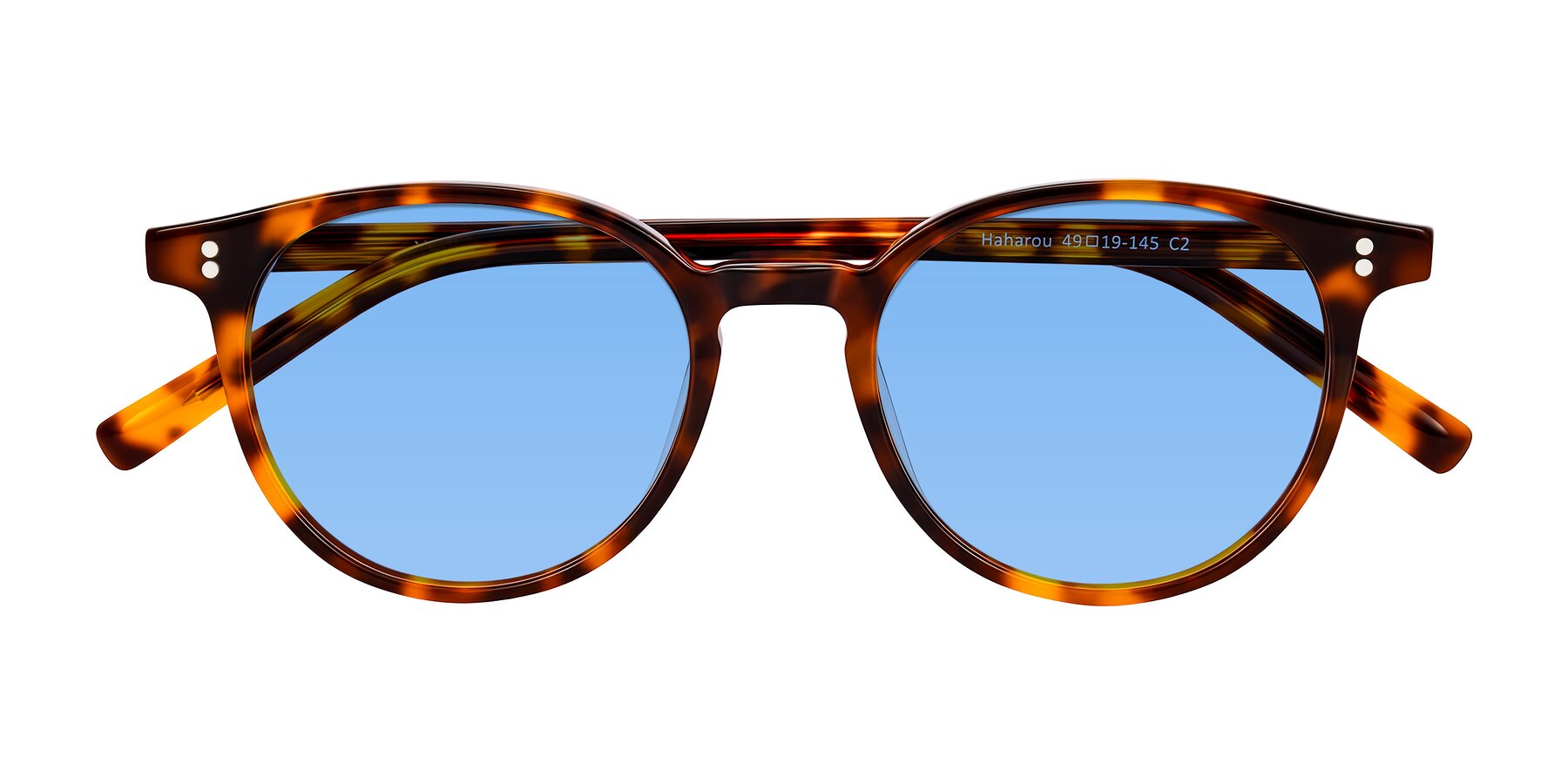 Folded Front of Haharou in Tortoise with Medium Blue Tinted Lenses