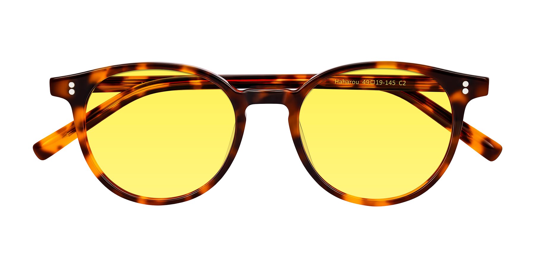 Folded Front of Haharou in Tortoise with Medium Yellow Tinted Lenses