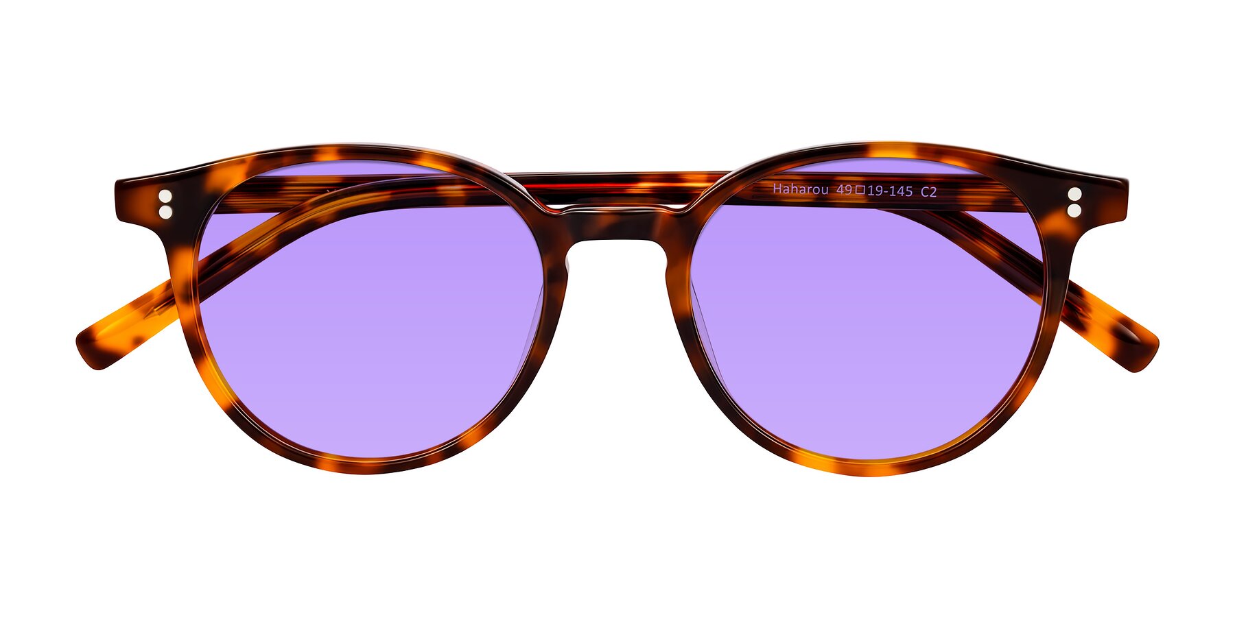 Folded Front of Haharou in Tortoise with Medium Purple Tinted Lenses