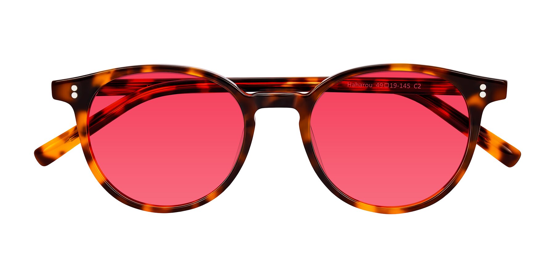 Folded Front of Haharou in Tortoise with Red Tinted Lenses