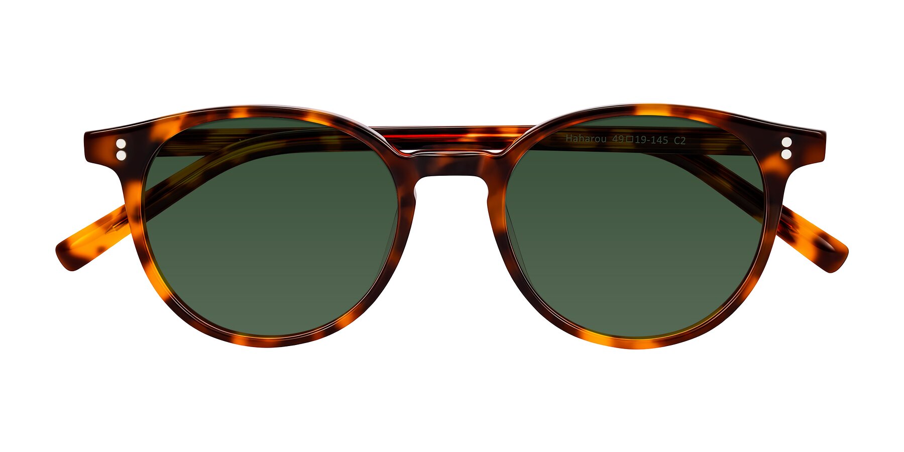Folded Front of Haharou in Tortoise with Green Tinted Lenses