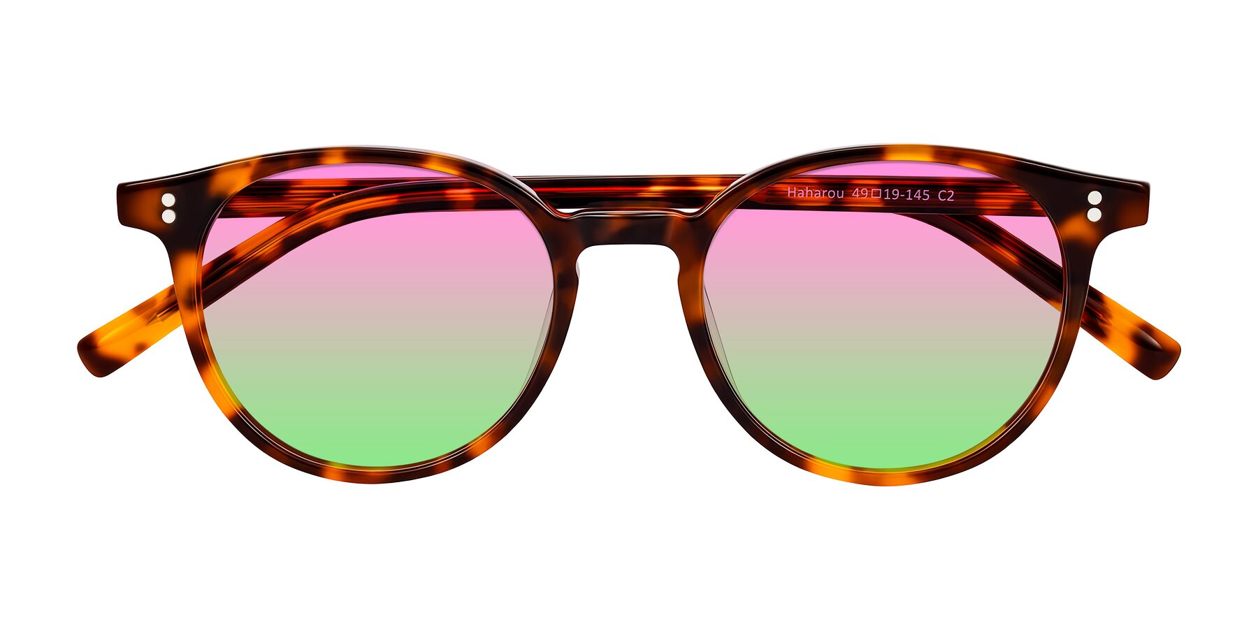 Folded Front of Haharou in Tortoise with Pink / Green Gradient Lenses