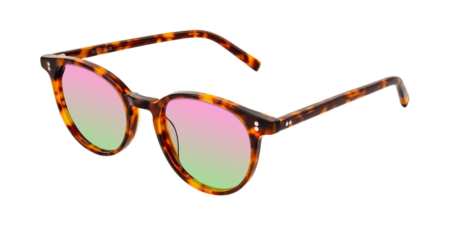 Angle of Haharou in Tortoise with Pink / Green Gradient Lenses