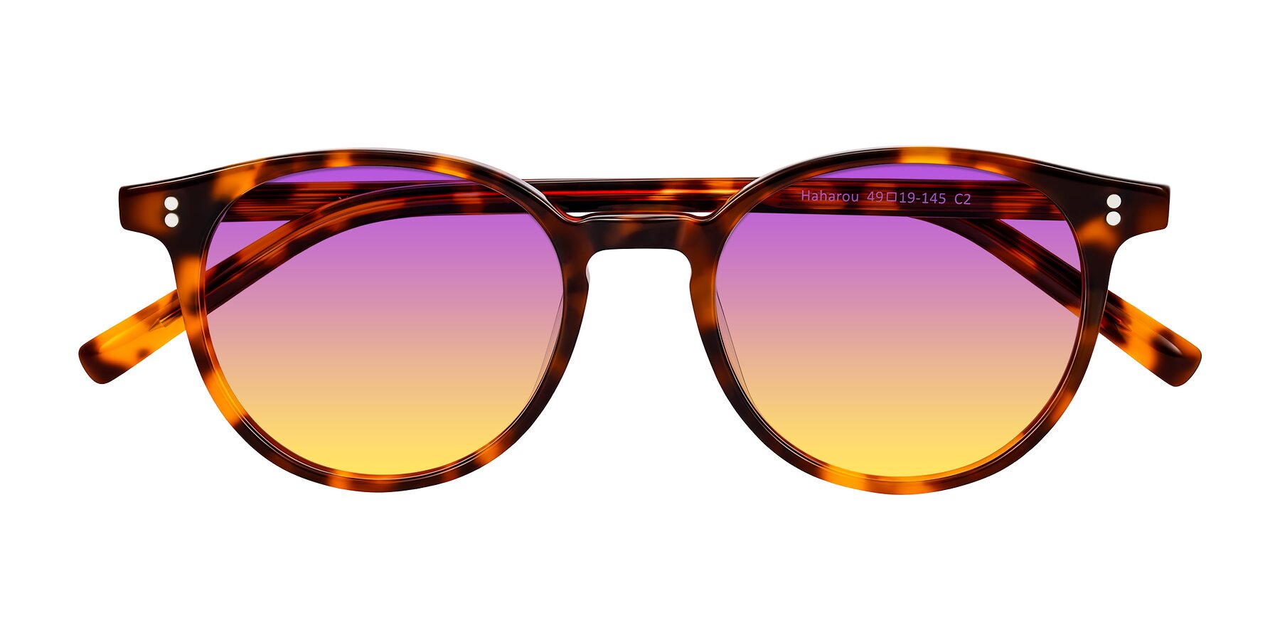Folded Front of Haharou in Tortoise with Purple / Yellow Gradient Lenses