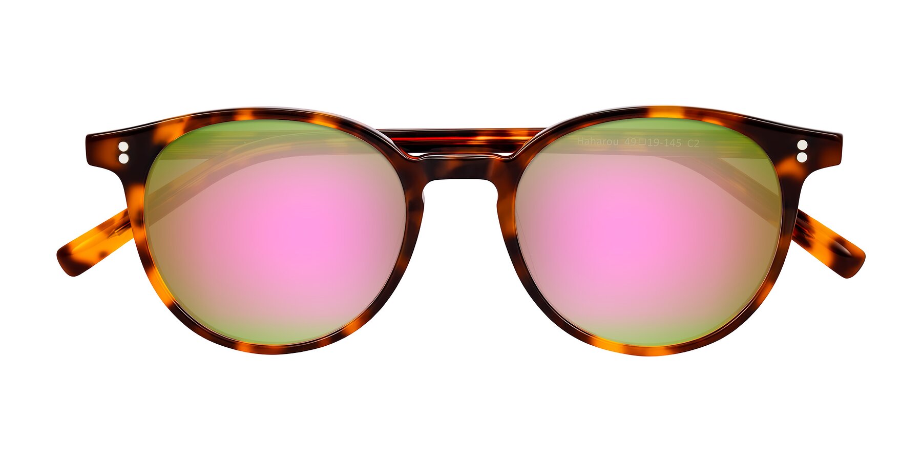 Folded Front of Haharou in Tortoise with Pink Mirrored Lenses