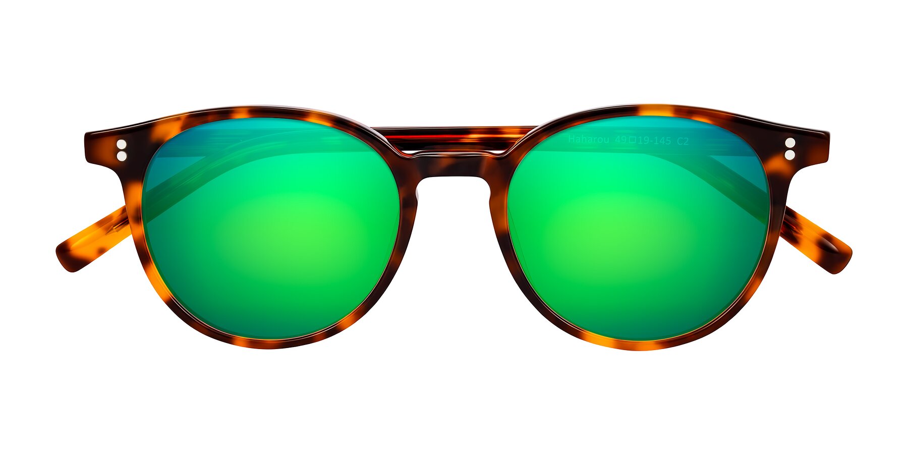 Folded Front of Haharou in Tortoise with Green Mirrored Lenses