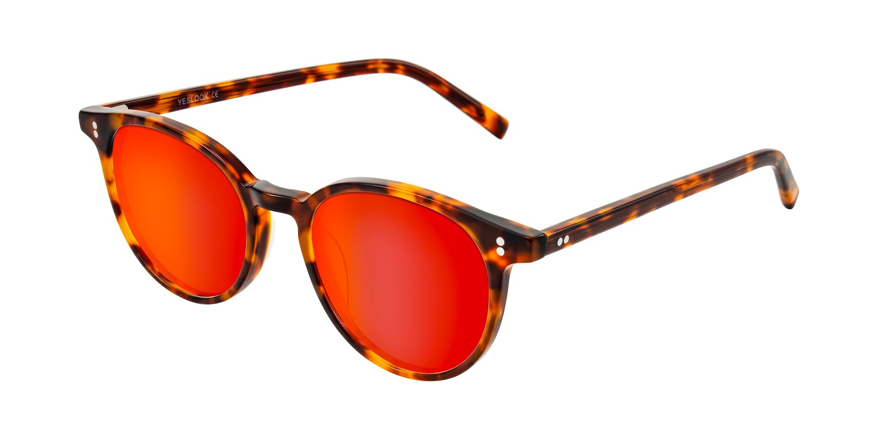 Angle of Haharou in Tortoise with Red Gold Mirrored Lenses