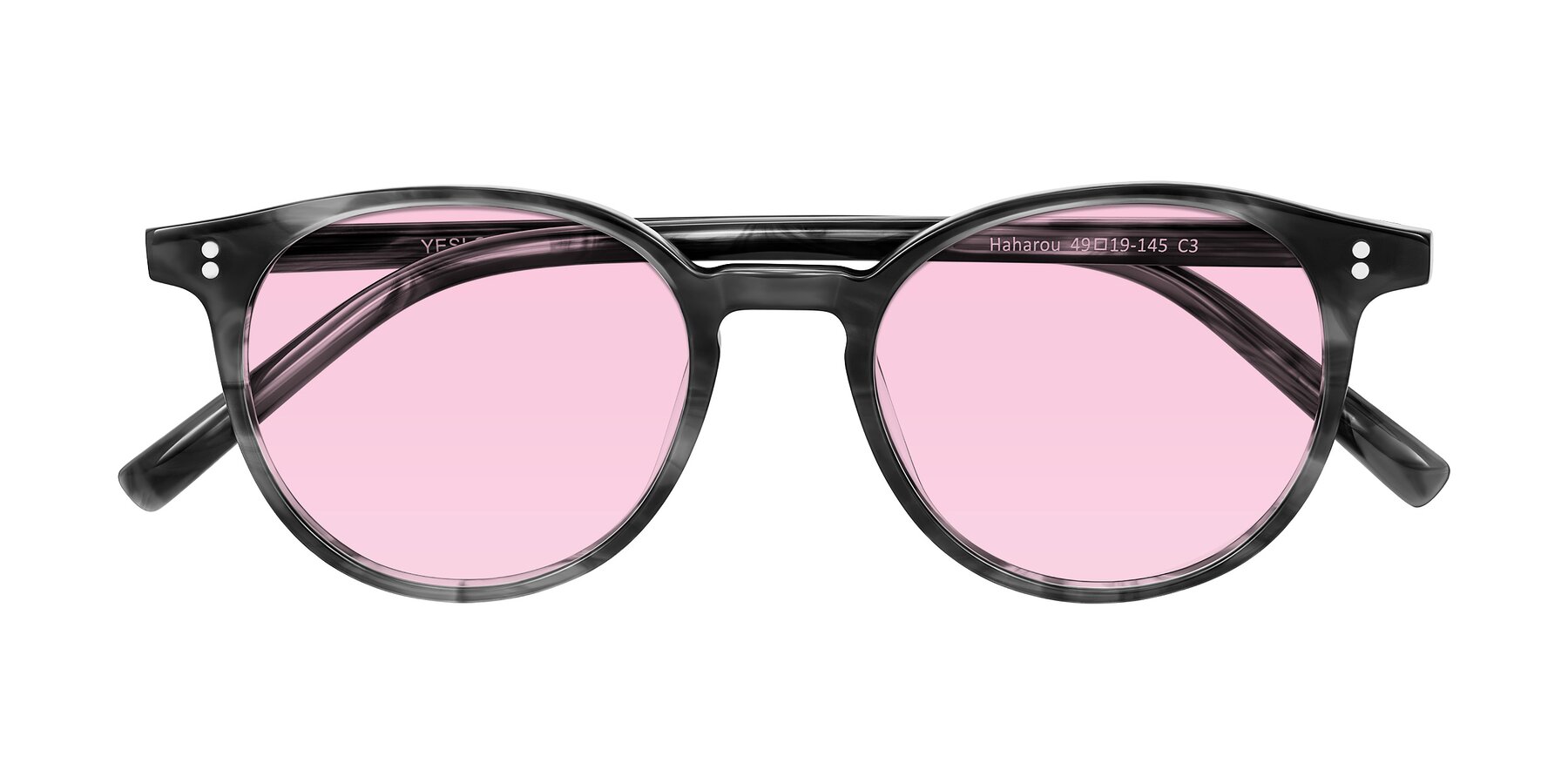 Folded Front of Haharou in Smoke with Light Pink Tinted Lenses