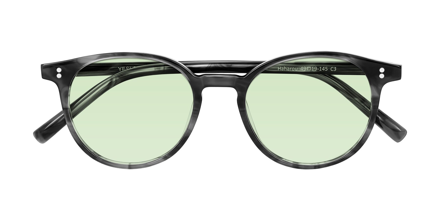 Folded Front of Haharou in Smoke with Light Green Tinted Lenses