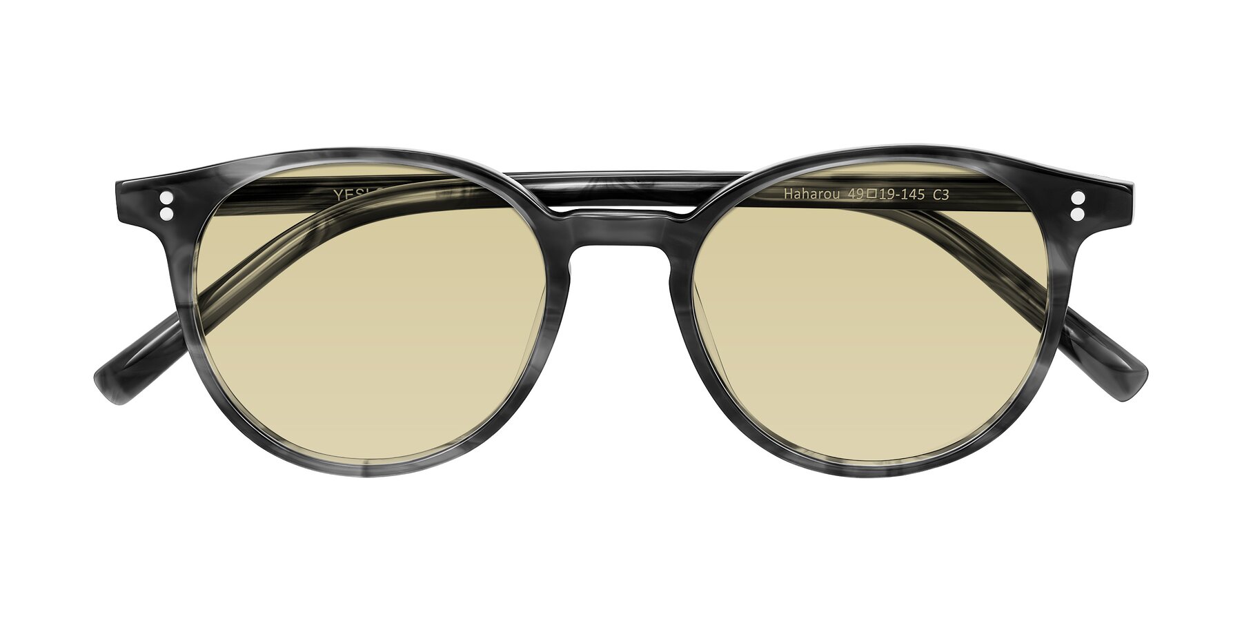 Folded Front of Haharou in Smoke with Light Champagne Tinted Lenses