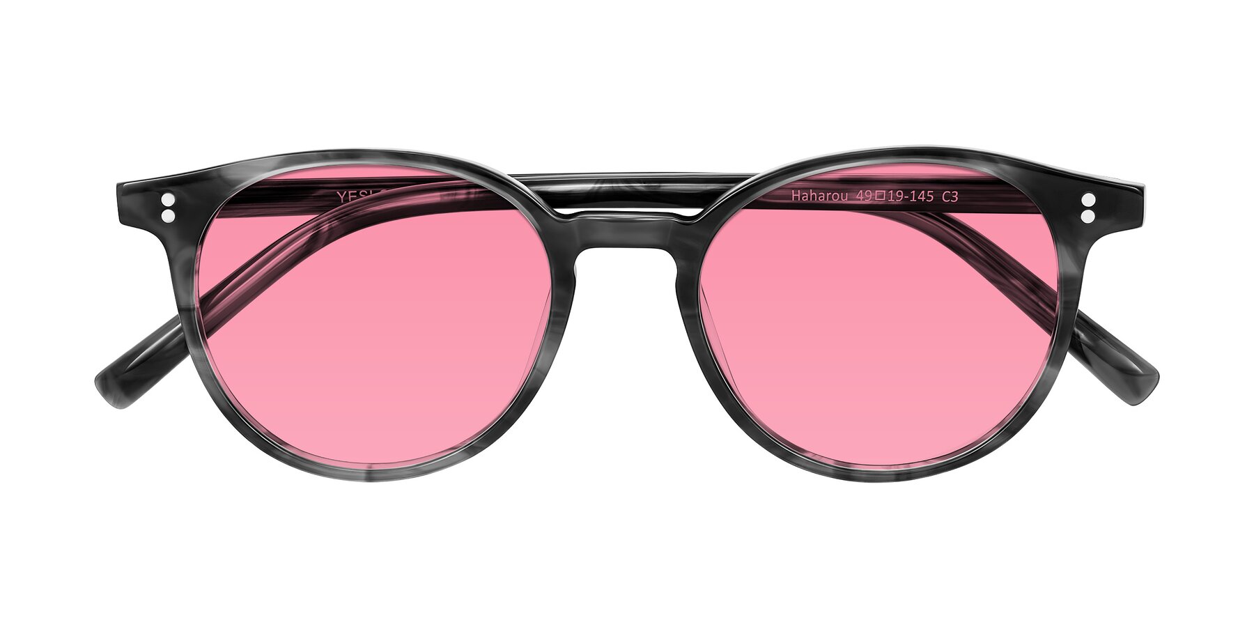 Folded Front of Haharou in Smoke with Pink Tinted Lenses