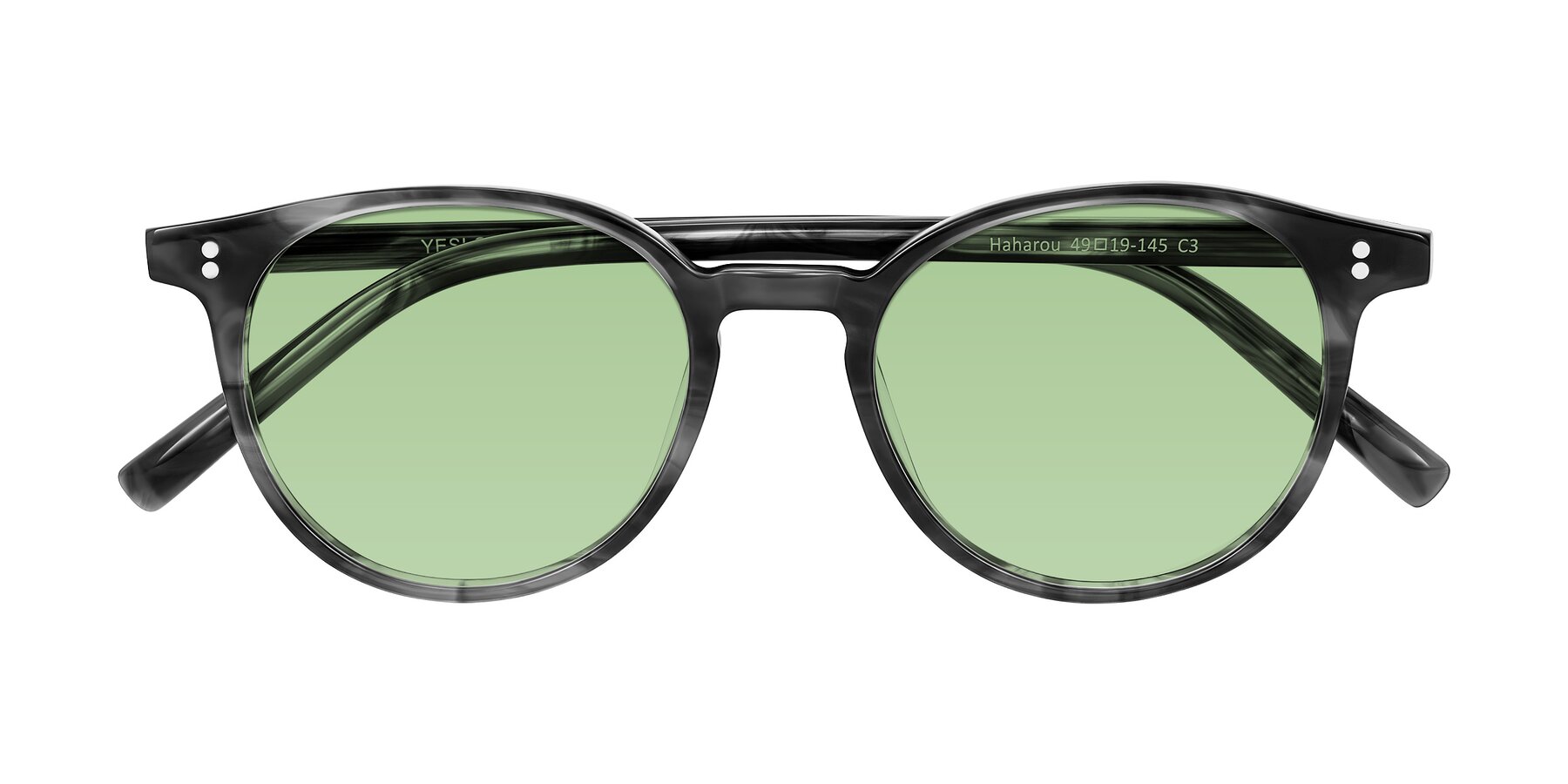 Folded Front of Haharou in Smoke with Medium Green Tinted Lenses