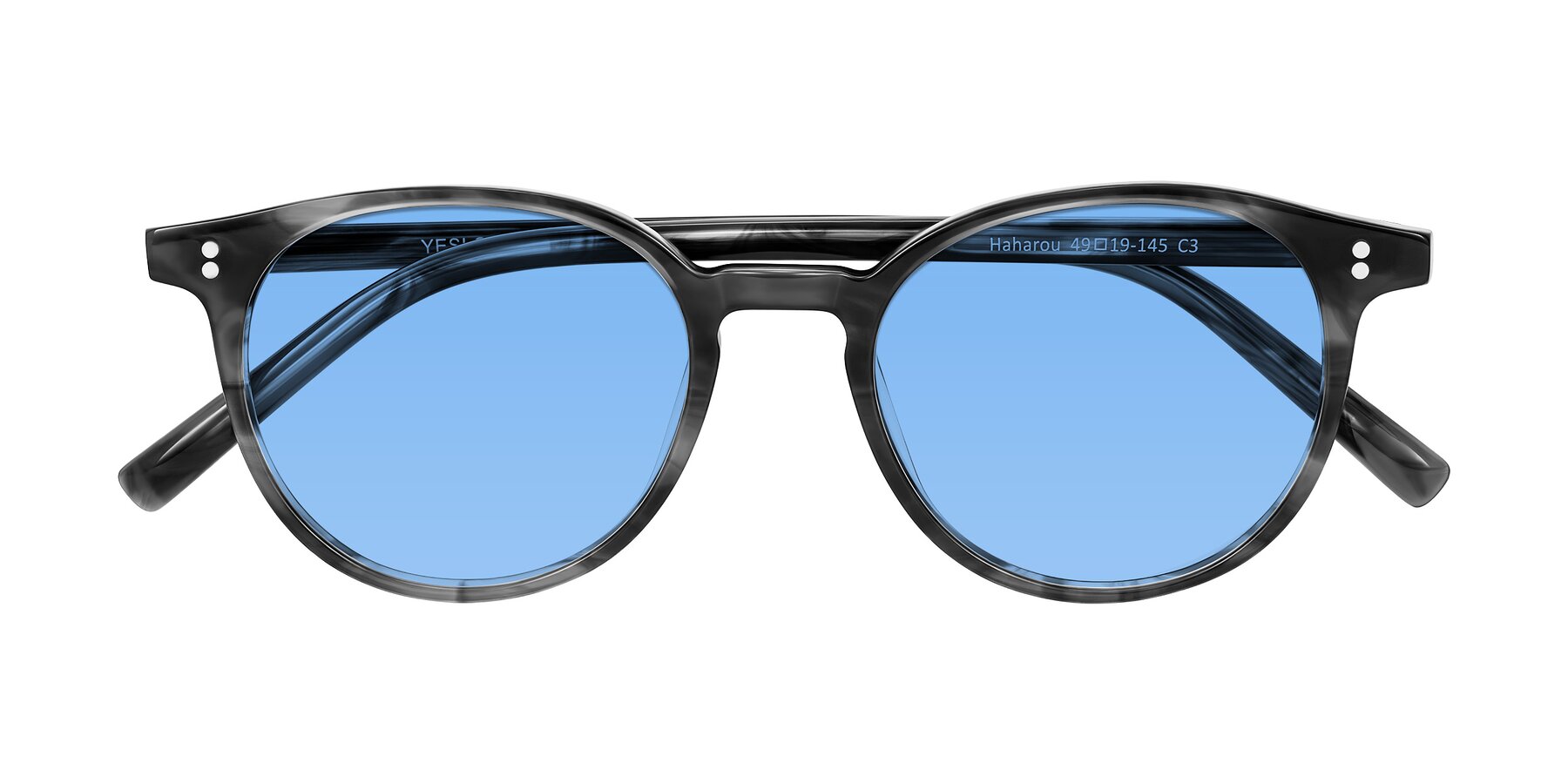 Folded Front of Haharou in Smoke with Medium Blue Tinted Lenses