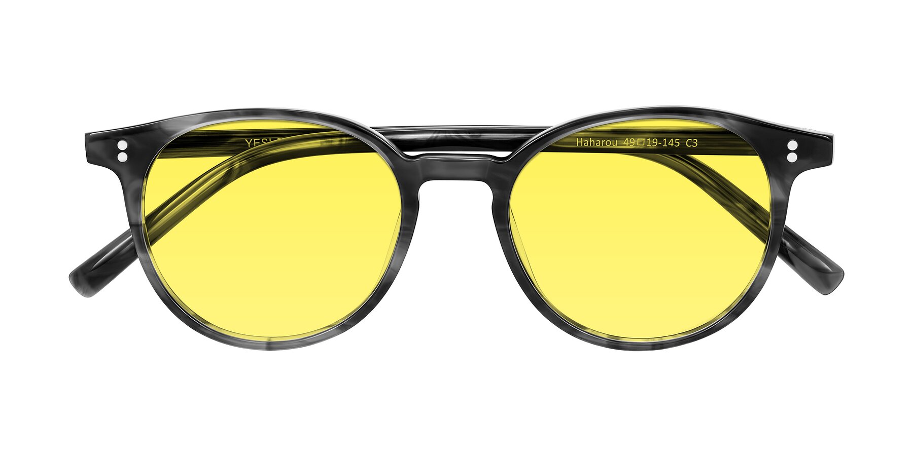 Folded Front of Haharou in Smoke with Medium Yellow Tinted Lenses