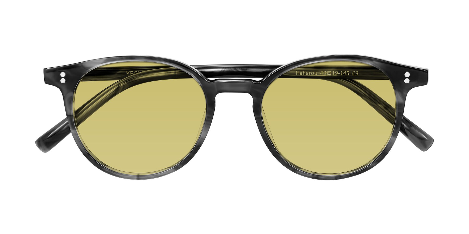 Folded Front of Haharou in Smoke with Medium Champagne Tinted Lenses