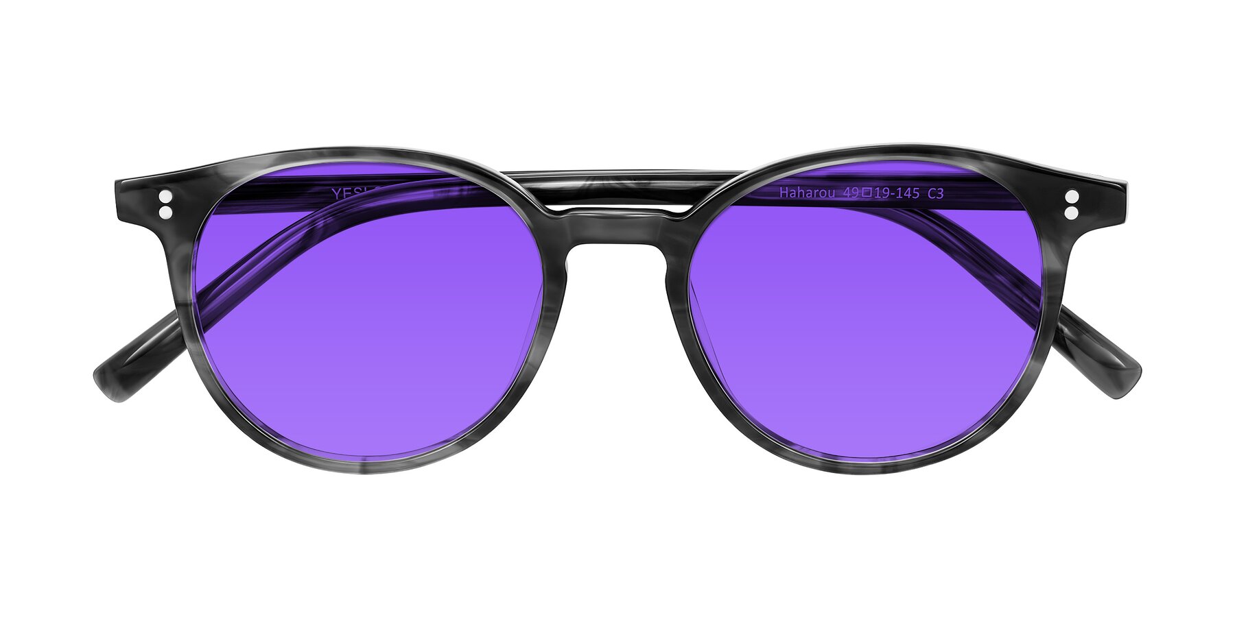 Folded Front of Haharou in Smoke with Purple Tinted Lenses