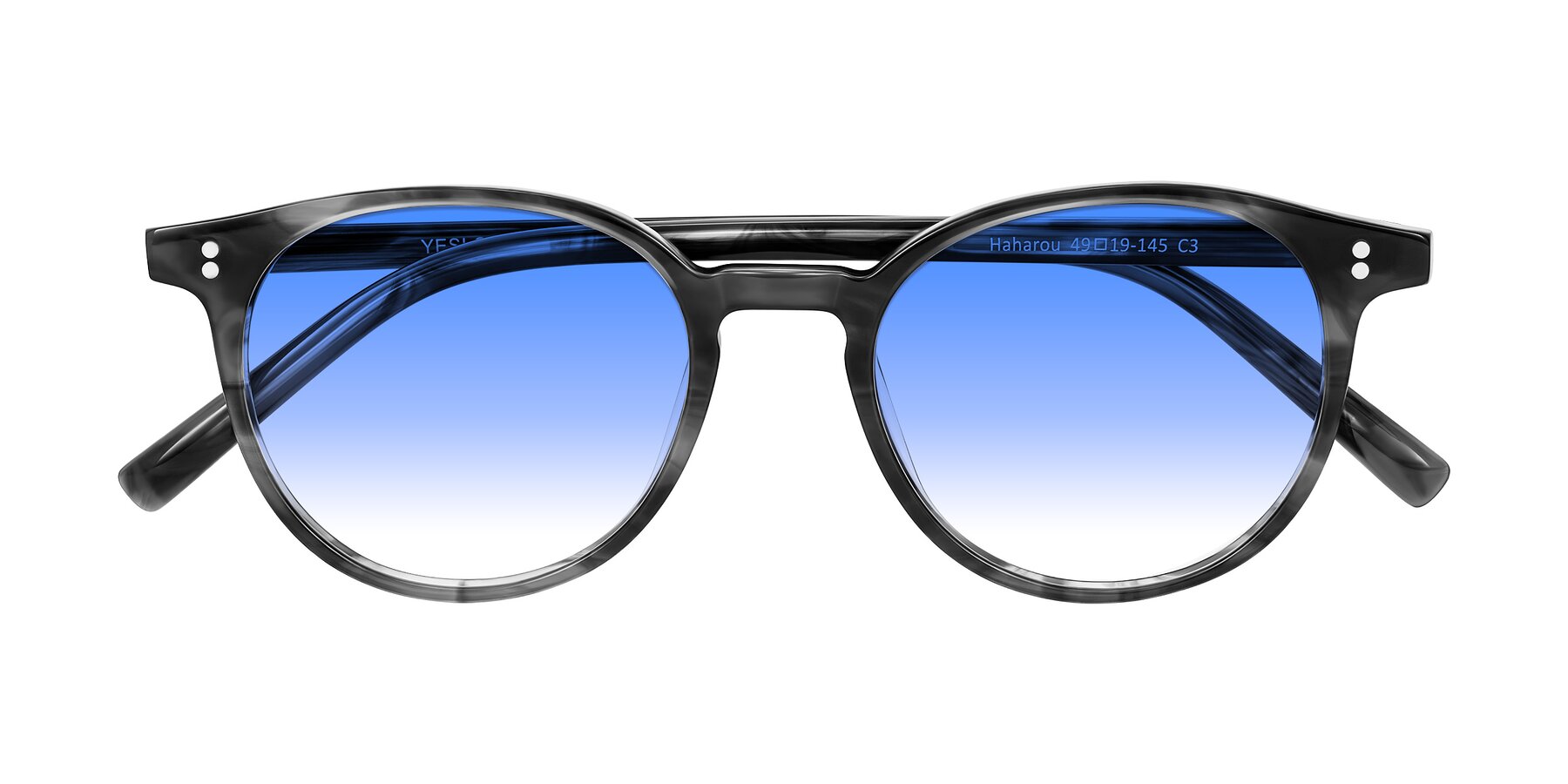 Folded Front of Haharou in Smoke with Blue Gradient Lenses