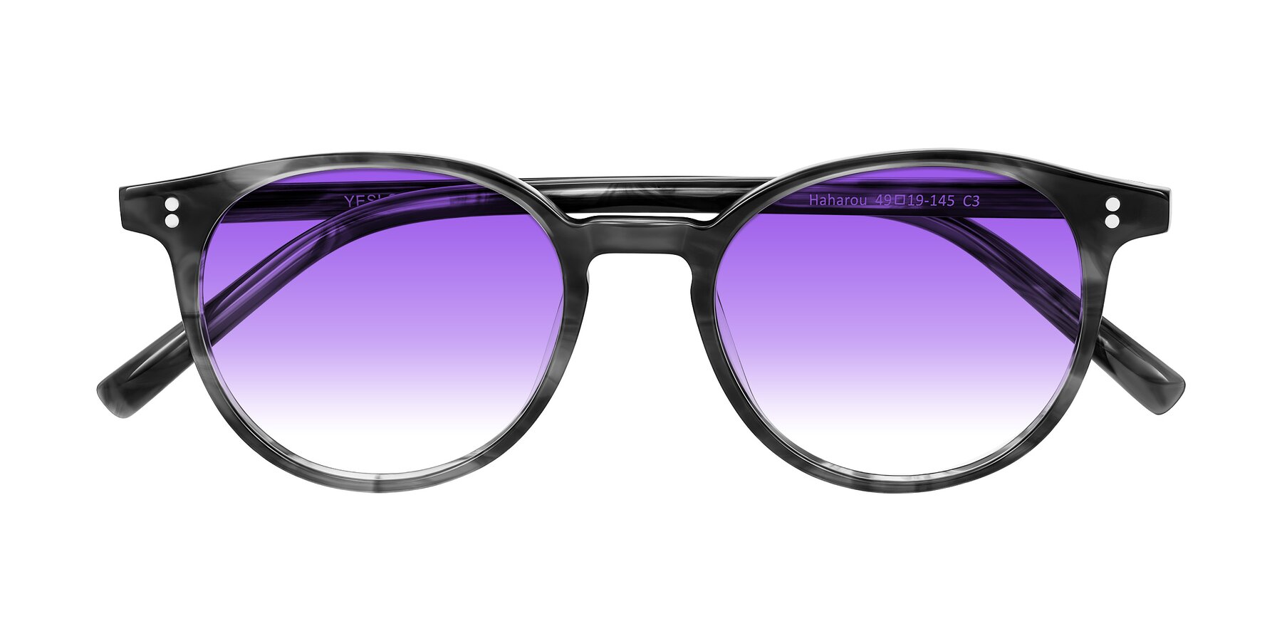 Folded Front of Haharou in Smoke with Purple Gradient Lenses