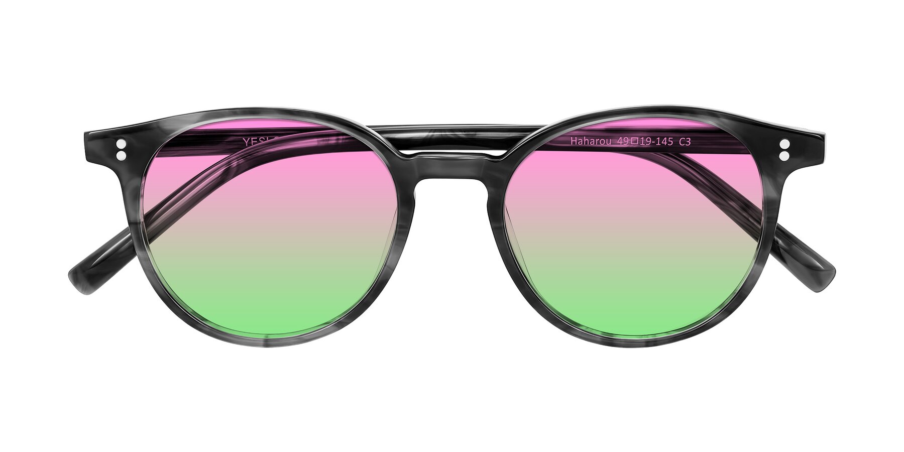 Folded Front of Haharou in Smoke with Pink / Green Gradient Lenses