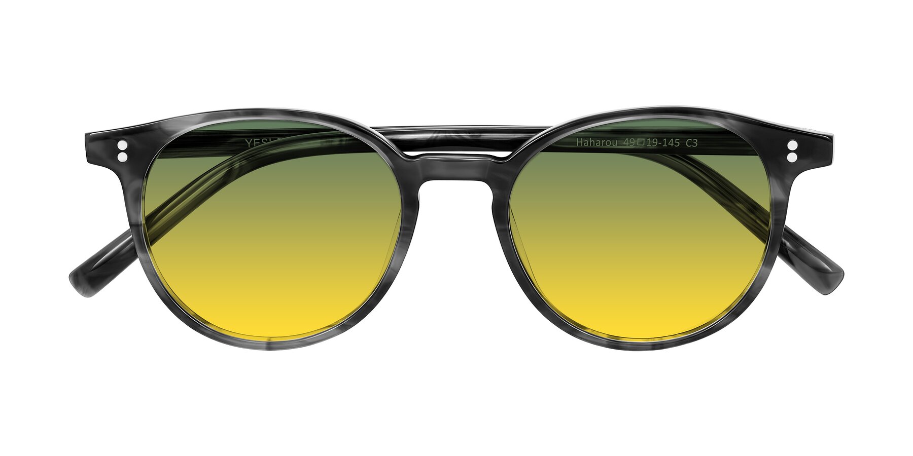 Folded Front of Haharou in Smoke with Green / Yellow Gradient Lenses