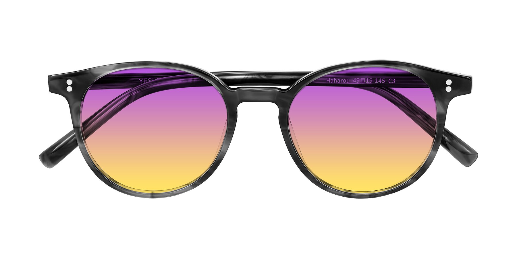 Folded Front of Haharou in Smoke with Purple / Yellow Gradient Lenses