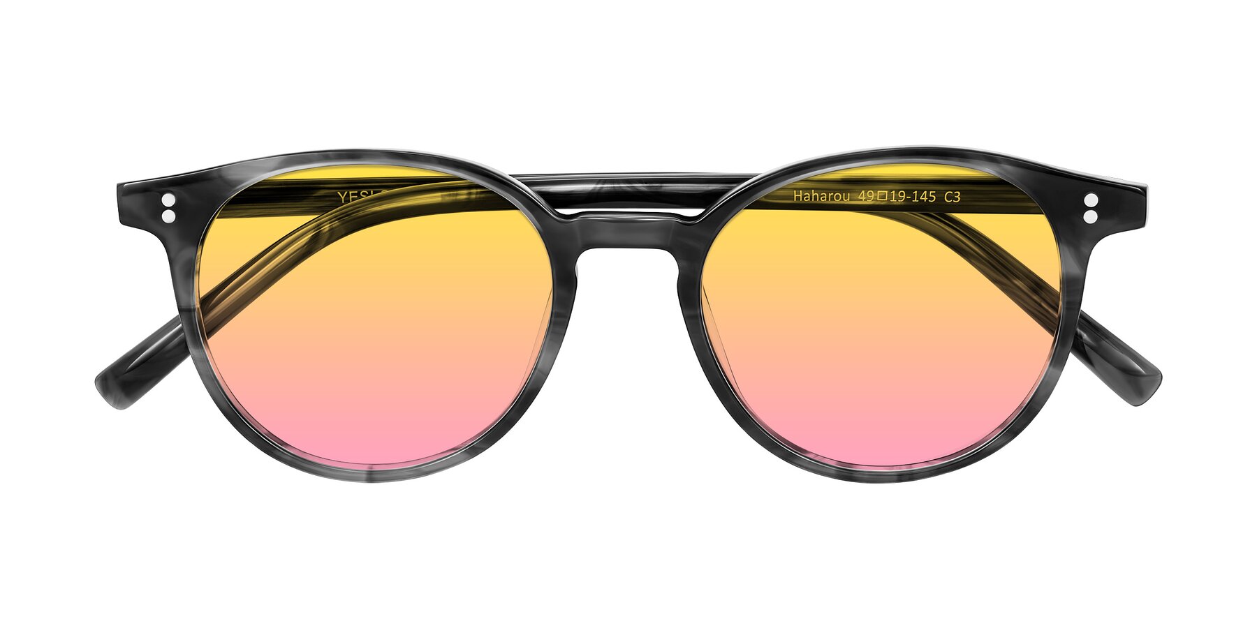 Folded Front of Haharou in Smoke with Yellow / Pink Gradient Lenses