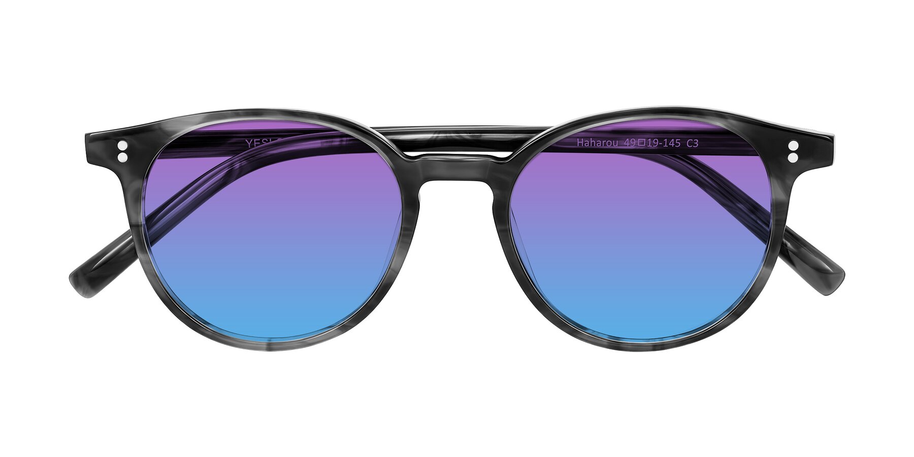 Folded Front of Haharou in Smoke with Purple / Blue Gradient Lenses