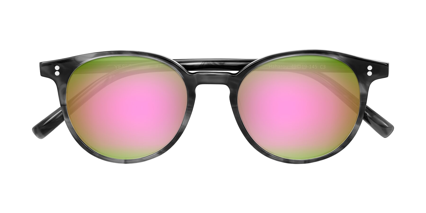 Folded Front of Haharou in Smoke with Pink Mirrored Lenses