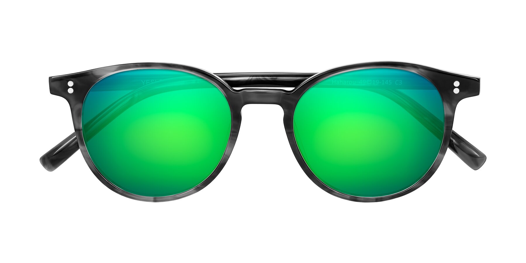 Folded Front of Haharou in Smoke with Green Mirrored Lenses