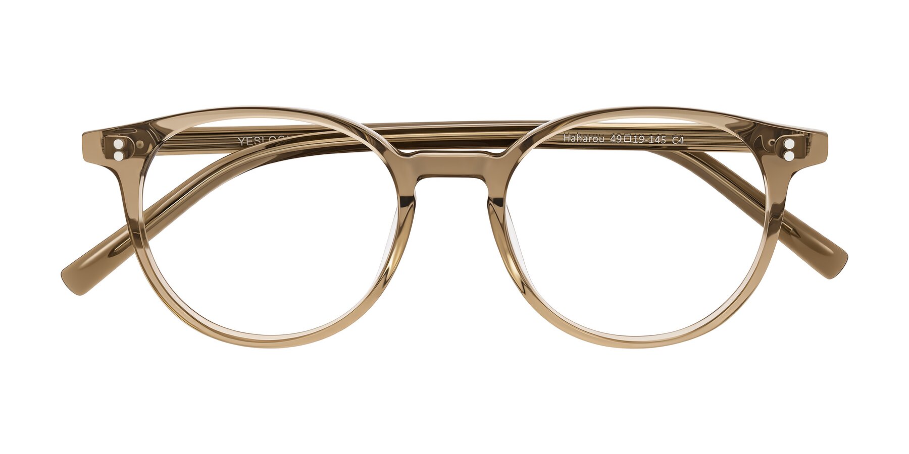 Folded Front of Haharou in Light Brown with Clear Eyeglass Lenses